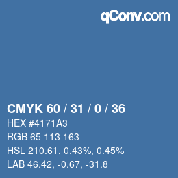 カラーコード: CMYK 60 / 31 / 0 / 36 | qconv.com