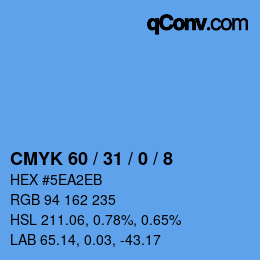 カラーコード: CMYK 60 / 31 / 0 / 8 | qconv.com