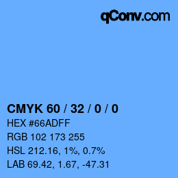 カラーコード: CMYK 60 / 32 / 0 / 0 | qconv.com