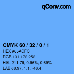 カラーコード: CMYK 60 / 32 / 0 / 1 | qconv.com