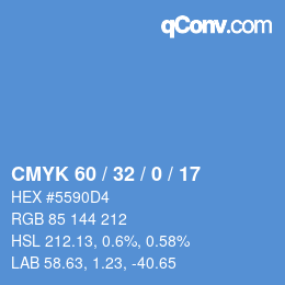 カラーコード: CMYK 60 / 32 / 0 / 17 | qconv.com