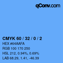 カラーコード: CMYK 60 / 32 / 0 / 2 | qconv.com