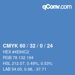カラーコード: CMYK 60 / 32 / 0 / 24 | qconv.com