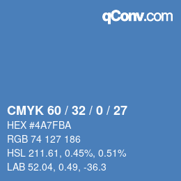 カラーコード: CMYK 60 / 32 / 0 / 27 | qconv.com