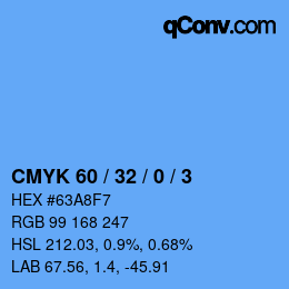 カラーコード: CMYK 60 / 32 / 0 / 3 | qconv.com