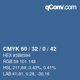颜色代码: CMYK 60 / 32 / 0 / 42 | qconv.com