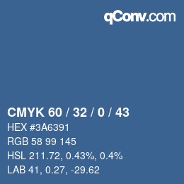 颜色代码: CMYK 60 / 32 / 0 / 43 | qconv.com