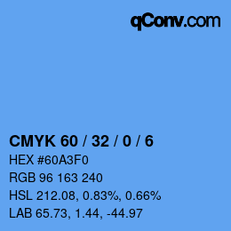 カラーコード: CMYK 60 / 32 / 0 / 6 | qconv.com