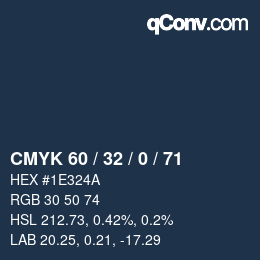 颜色代码: CMYK 60 / 32 / 0 / 71 | qconv.com