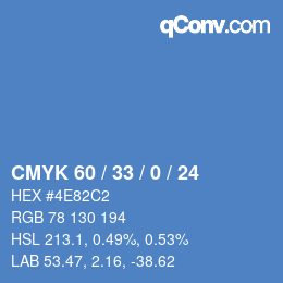 颜色代码: CMYK 60 / 33 / 0 / 24 | qconv.com