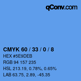 カラーコード: CMYK 60 / 33 / 0 / 8 | qconv.com