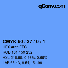 カラーコード: CMYK 60 / 37 / 0 / 1 | qconv.com