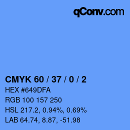 カラーコード: CMYK 60 / 37 / 0 / 2 | qconv.com