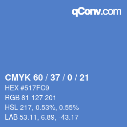 颜色代码: CMYK 60 / 37 / 0 / 21 | qconv.com