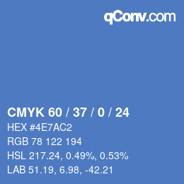 颜色代码: CMYK 60 / 37 / 0 / 24 | qconv.com