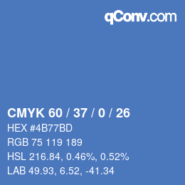 カラーコード: CMYK 60 / 37 / 0 / 26 | qconv.com