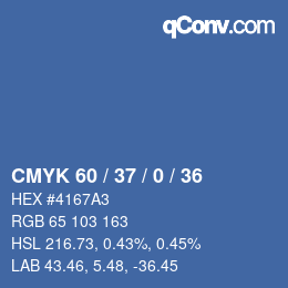 Color code: CMYK 60 / 37 / 0 / 36 | qconv.com