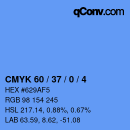 カラーコード: CMYK 60 / 37 / 0 / 4 | qconv.com