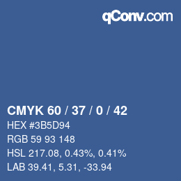 Color code: CMYK 60 / 37 / 0 / 42 | qconv.com