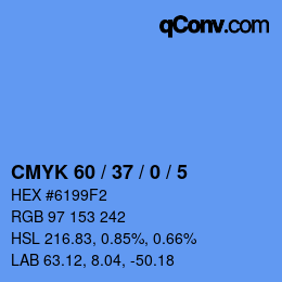 カラーコード: CMYK 60 / 37 / 0 / 5 | qconv.com