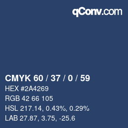 颜色代码: CMYK 60 / 37 / 0 / 59 | qconv.com