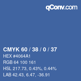 カラーコード: CMYK 60 / 38 / 0 / 37 | qconv.com