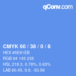 カラーコード: CMYK 60 / 38 / 0 / 8 | qconv.com