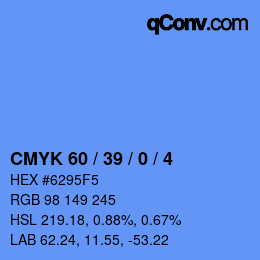 颜色代码: CMYK 60 / 39 / 0 / 4 | qconv.com