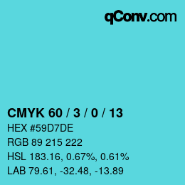 Color code: CMYK 60 / 3 / 0 / 13 | qconv.com