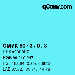 カラーコード: CMYK 60 / 3 / 0 / 3 | qconv.com