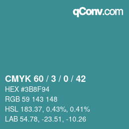 Color code: CMYK 60 / 3 / 0 / 42 | qconv.com