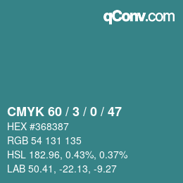 カラーコード: CMYK 60 / 3 / 0 / 47 | qconv.com