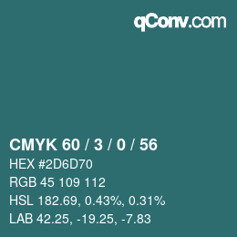 カラーコード: CMYK 60 / 3 / 0 / 56 | qconv.com