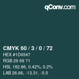 カラーコード: CMYK 60 / 3 / 0 / 72 | qconv.com