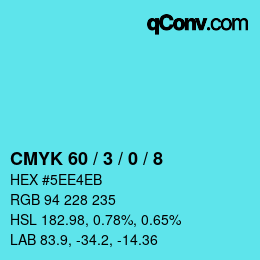 Color code: CMYK 60 / 3 / 0 / 8 | qconv.com