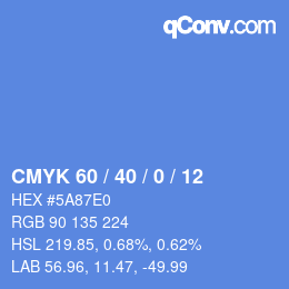 カラーコード: CMYK 60 / 40 / 0 / 12 | qconv.com