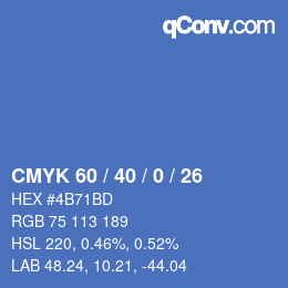 颜色代码: CMYK 60 / 40 / 0 / 26 | qconv.com