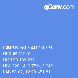 カラーコード: CMYK 60 / 40 / 0 / 9 | qconv.com