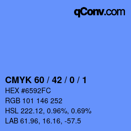 カラーコード: CMYK 60 / 42 / 0 / 1 | qconv.com