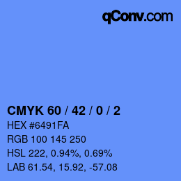 カラーコード: CMYK 60 / 42 / 0 / 2 | qconv.com