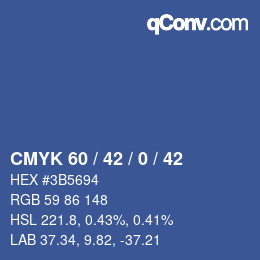 颜色代码: CMYK 60 / 42 / 0 / 42 | qconv.com
