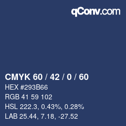 カラーコード: CMYK 60 / 42 / 0 / 60 | qconv.com