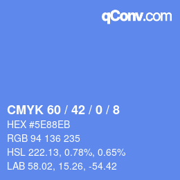Color code: CMYK 60 / 42 / 0 / 8 | qconv.com