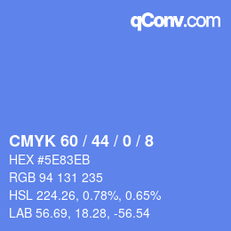 カラーコード: CMYK 60 / 44 / 0 / 8 | qconv.com