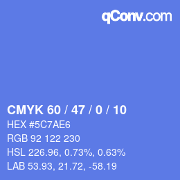 颜色代码: CMYK 60 / 47 / 0 / 10 | qconv.com