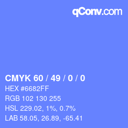 颜色代码: CMYK 60 / 49 / 0 / 0 | qconv.com