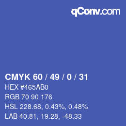 Código de color: CMYK 60 / 49 / 0 / 31 | qconv.com