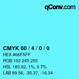 Código de color: CMYK 60 / 4 / 0 / 0 | qconv.com