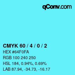 カラーコード: CMYK 60 / 4 / 0 / 2 | qconv.com