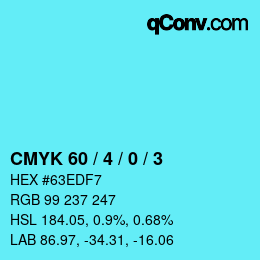 カラーコード: CMYK 60 / 4 / 0 / 3 | qconv.com
